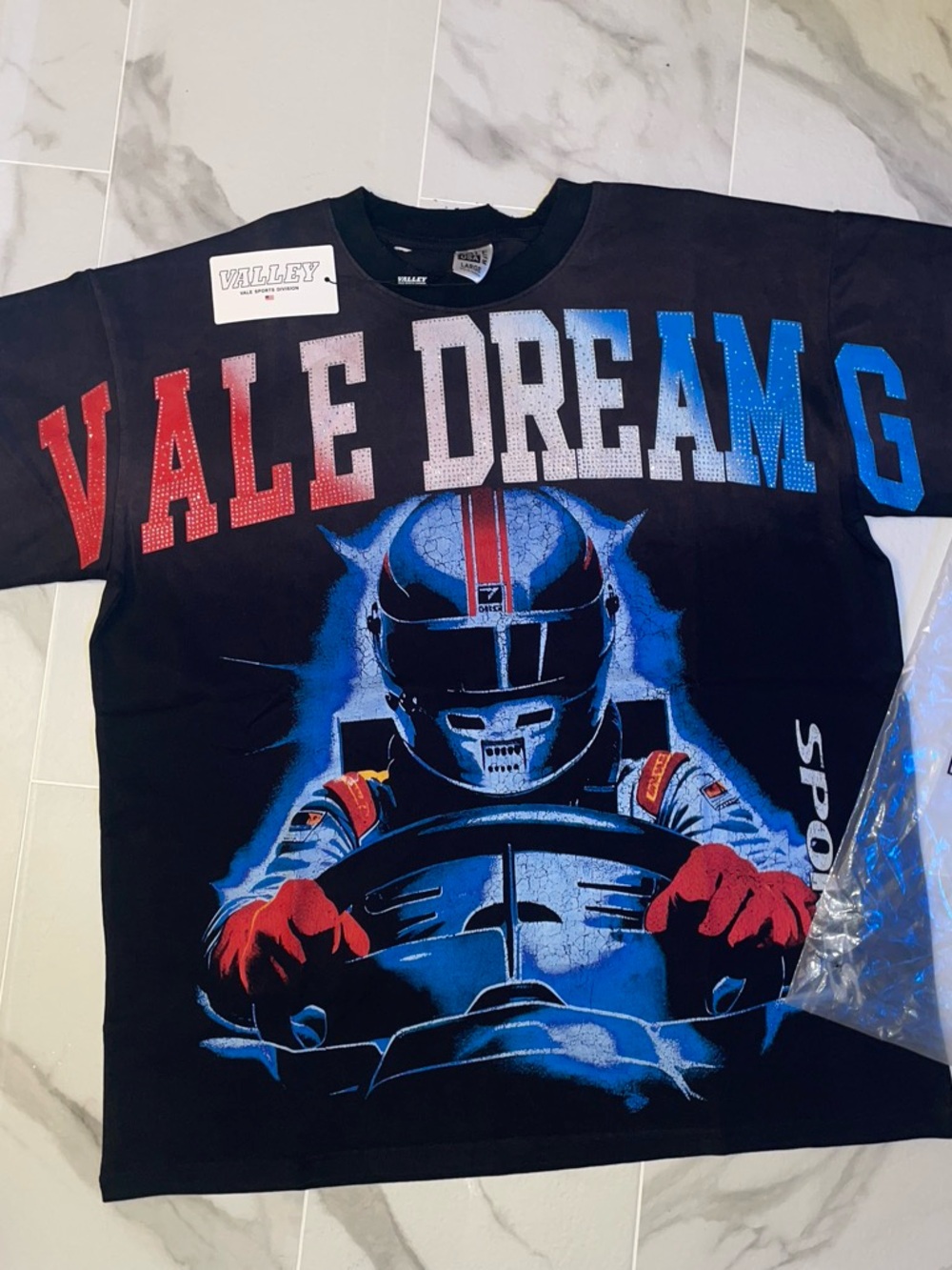 Large Vale Dreaming  Graphic Tee - Black/Blue/Red